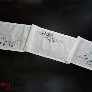 Table runner -Orchid embroidery ( white cloth)